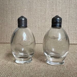 Vintage Small Crystal & Sterling Salt & Pepper Shakers 2 1/2" H x 1 1/2" W VGC